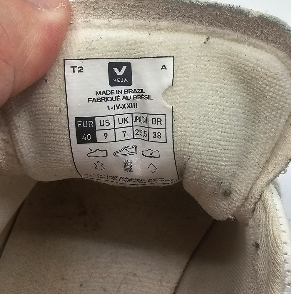 VEJA T2 White & Olive Green Leather Low Top Lace Up Sneakers Size 9 - Picture 10 of 10